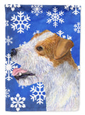 Jack Russell Terrier Winter Snowflakes Holiday Garden Flag Mailbox Decorative Yard Banner Outside Patio Artwork for Flower Beds, Garden Size, Multicolor