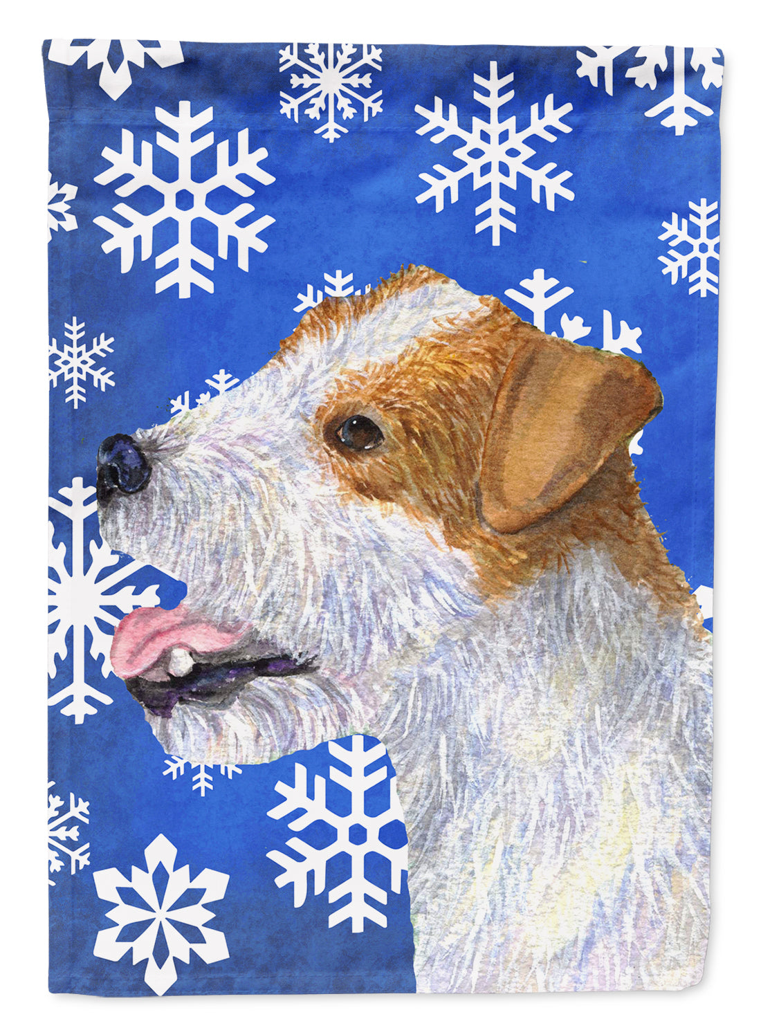 Jack Russell Terrier Winter Snowflakes Holiday Garden Flag Mailbox Decorative Yard Banner Outside Patio Artwork for Flower Beds, Garden Size, Multicolor