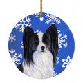 Papillon Winter Snowflakes Holiday Ceramic Ornament Christmas Tree Hanging Decorations for Home Christmas Holiday, Party, Gift, 3 in, Multicolor