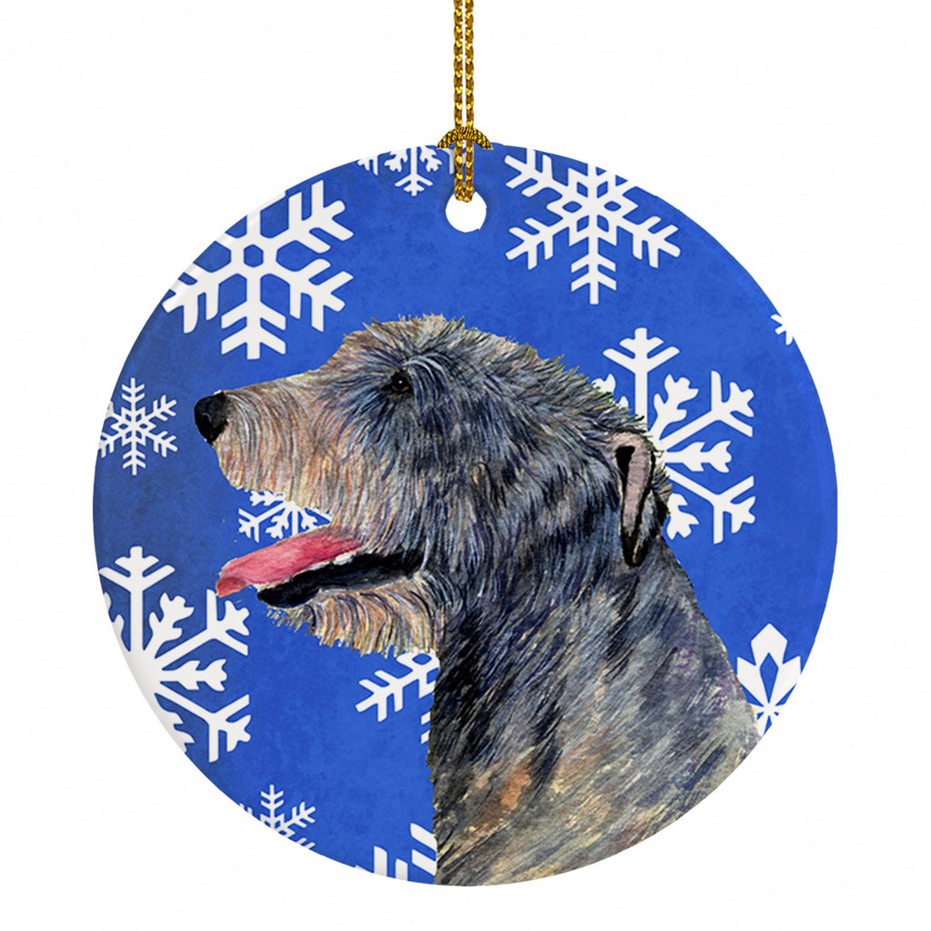 Irish Wolfhound Winter Snowflakes Holiday Ceramic Ornament Christmas Tree Hanging Decorations for Home Christmas Holiday, Party, Gift, 3 in, Multicolor