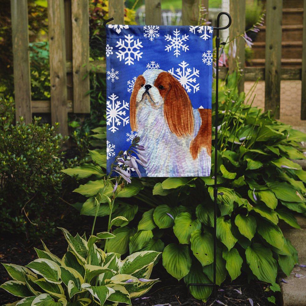 English Toy Spaniel Winter Snowflakes Holiday Garden Flag Mailbox Decorative Yard Banner Outside Patio Artwork for Flower Beds, Garden Size, Multicolor