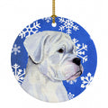 Boxer Winter Snowflakes Holiday Ceramic Ornament Christmas Tree Hanging Decorations for Home Christmas Holiday, Party, Gift, 3 in, Multicolor