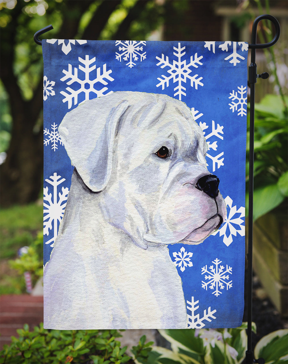 Boxer Winter Snowflakes Holiday Garden Flag Mailbox Decorative Yard Banner Outside Patio Artwork for Flower Beds, Garden Size, Multicolor