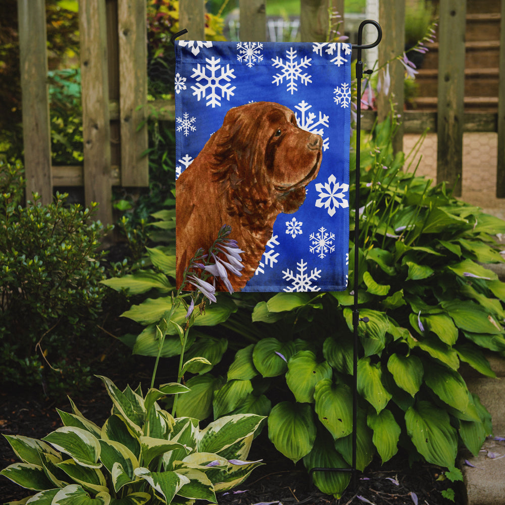 Sussex Spaniel Winter Snowflakes Holiday Garden Flag Mailbox Decorative Yard Banner Outside Patio Artwork for Flower Beds, Garden Size, Multicolor