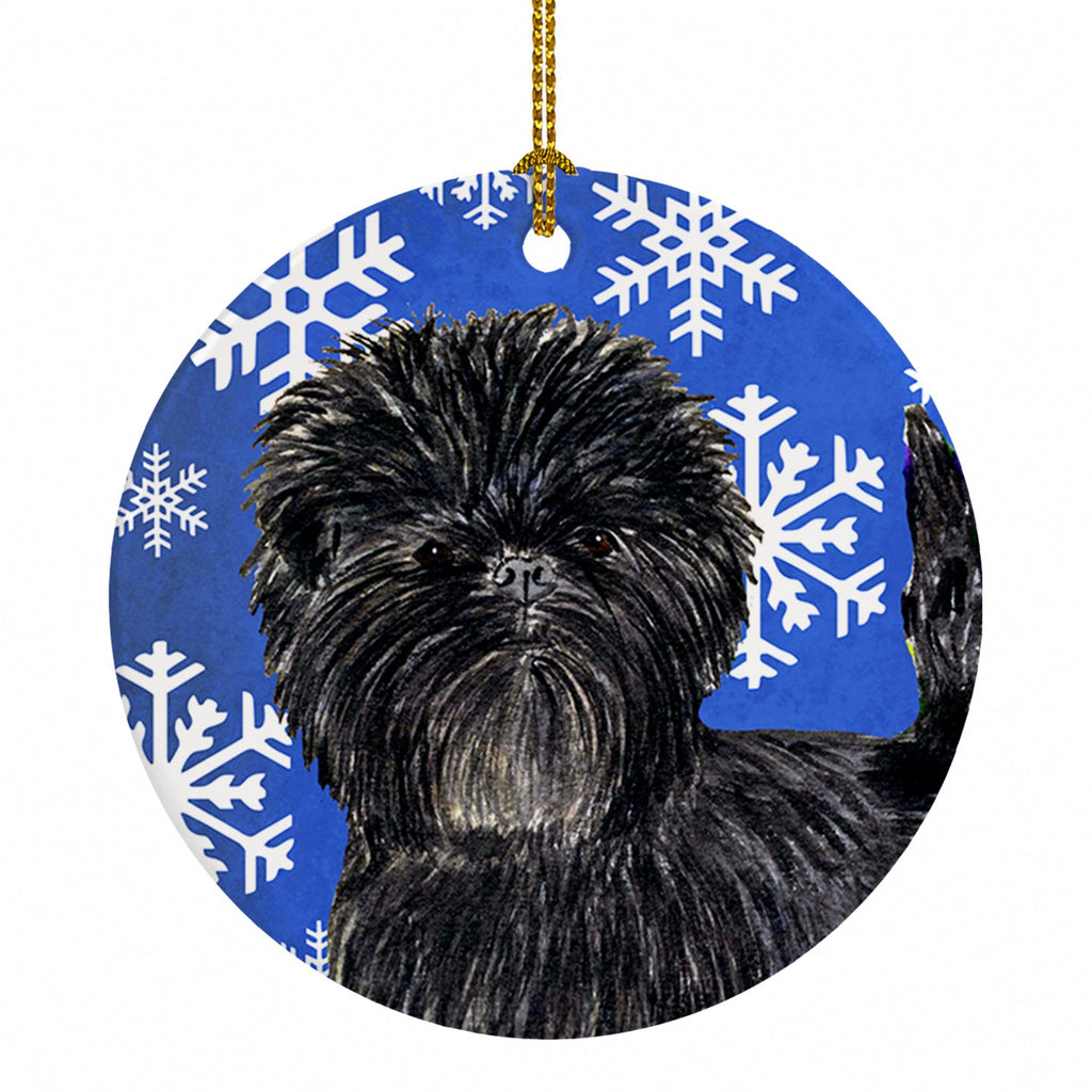 Affenpinscher Winter Snowflakes Holiday Ceramic Ornament Christmas Tree Hanging Decorations for Home Christmas Holiday, Party, Gift, 3 in, Multicolor