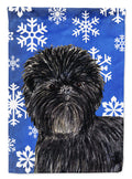 Affenpinscher Winter Snowflakes Holiday Garden Flag Mailbox Decorative Yard Banner Outside Patio Artwork for Flower Beds, Garden Size, Multicolor