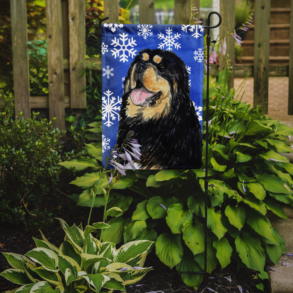 Tibetan Mastiff Winter Snowflakes Holiday Garden Flag Mailbox Decorative Yard Banner Outside Patio Artwork for Flower Beds, Garden Size, Multicolor