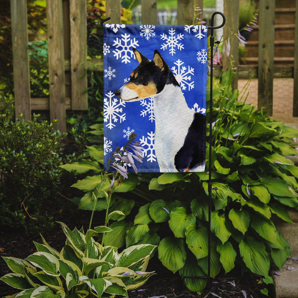 Basenji Winter Snowflakes Holiday Garden Flag Mailbox Decorative Yard Banner Outside Patio Artwork for Flower Beds, Garden Size, Multicolor