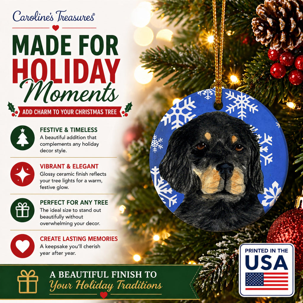 Gordon Setter Winter Snowflakes Holiday Ceramic Ornament Christmas Tree Hanging Decorations for Home Christmas Holiday, Party, Gift, 3 in, Multicolor