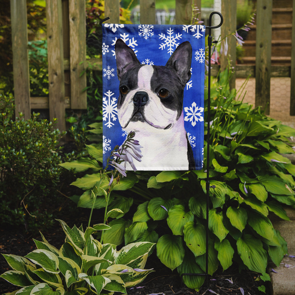 Boston Terrier Winter Snowflakes Holiday Garden Flag Mailbox Decorative Yard Banner Outside Patio Artwork for Flower Beds, Garden Size, Multicolor