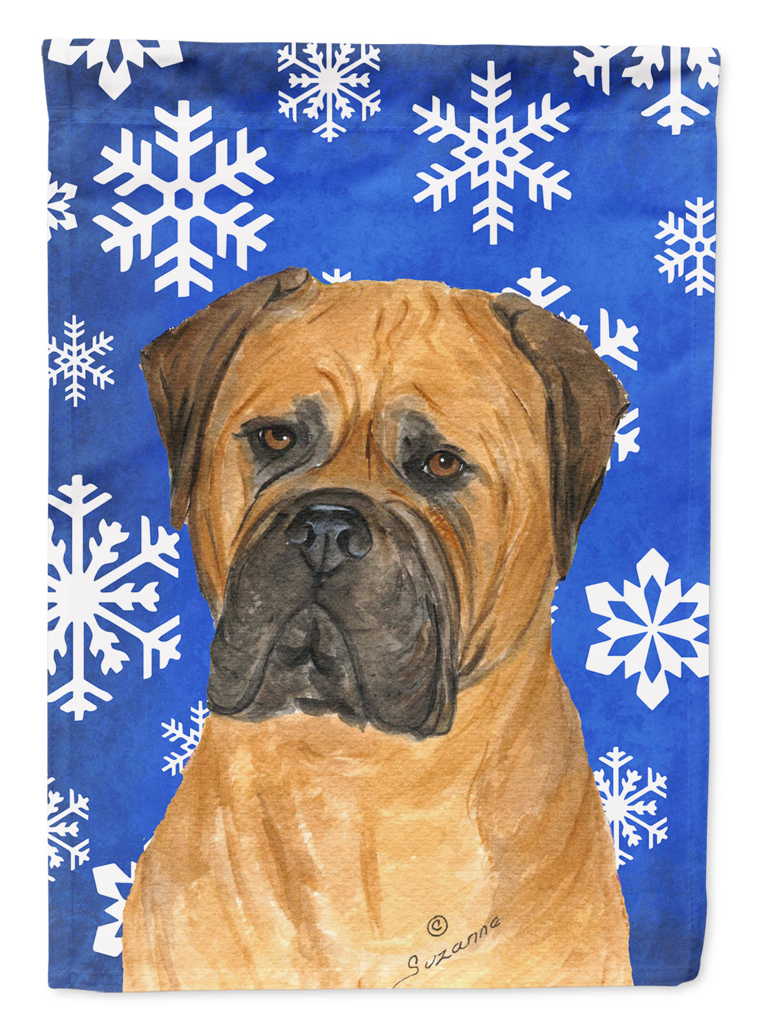 Bullmastiff Winter Snowflakes Holiday Garden Flag Mailbox Decorative Yard Banner Outside Patio Artwork for Flower Beds, Garden Size, Multicolor