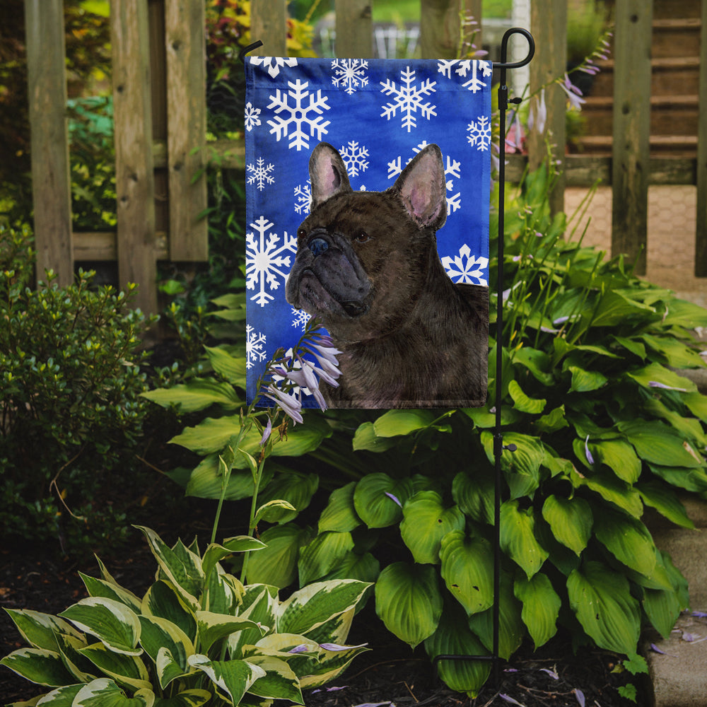 French Bulldog Winter Snowflakes Holiday Garden Flag Mailbox Decorative Yard Banner Outside Patio Artwork for Flower Beds, Garden Size, Multicolor