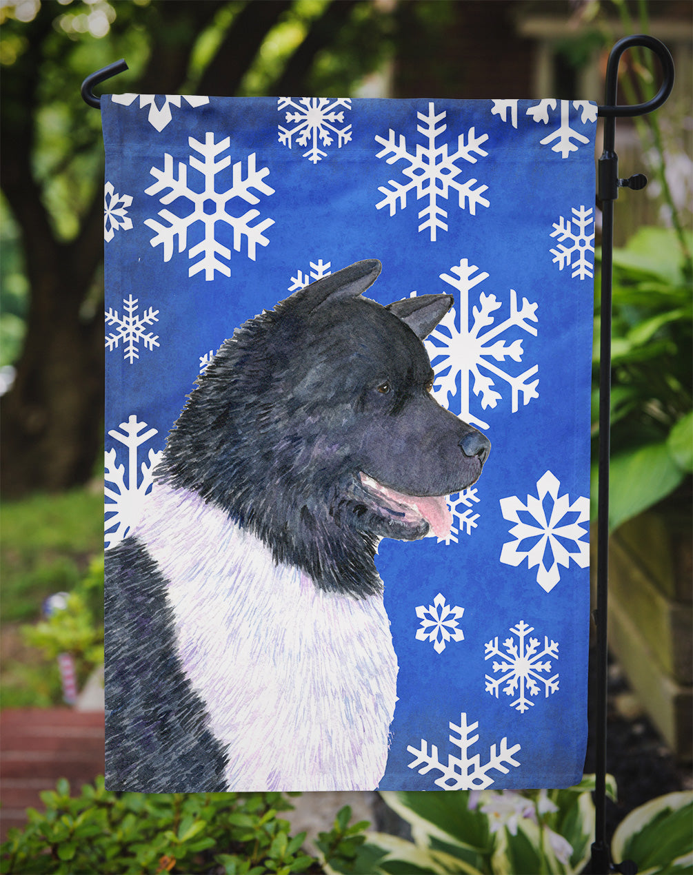 Akita Winter Snowflakes Holiday Garden Flag Mailbox Decorative Yard Banner Outside Patio Artwork for Flower Beds, Garden Size, Multicolor