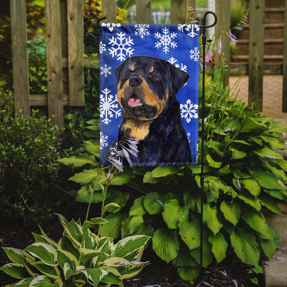 Rottweiler Winter Snowflakes Holiday Garden Flag Mailbox Decorative Yard Banner Outside Patio Artwork for Flower Beds, Garden Size, Multicolor
