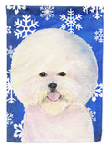 Bichon Frise Winter Snowflakes Holiday Garden Flag Mailbox Decorative Yard Banner Outside Patio Artwork for Flower Beds, Garden Size, Multicolor