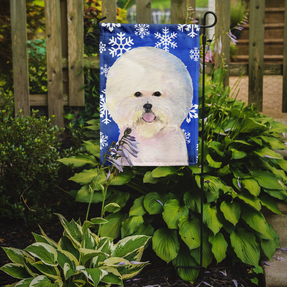 Bichon Frise Winter Snowflakes Holiday Garden Flag Mailbox Decorative Yard Banner Outside Patio Artwork for Flower Beds, Garden Size, Multicolor