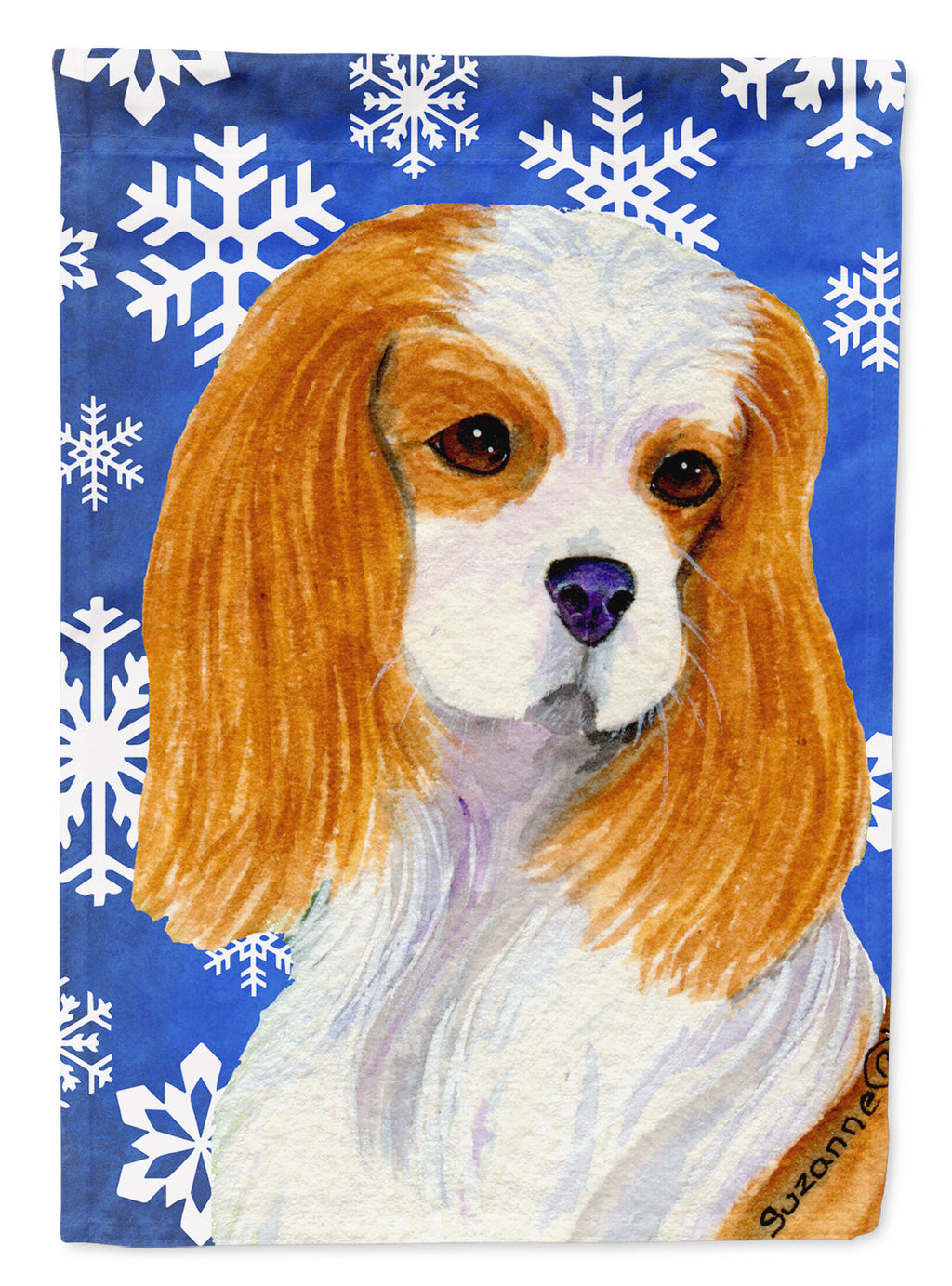 Cavalier Spaniel Winter Snowflakes Holiday Garden Flag Mailbox Decorative Yard Banner Outside Patio Artwork for Flower Beds, Garden Size, Multicolor