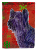 Skye Terrier Red Green Snowflake Holiday Christmas Garden Flag Mailbox Decorative Yard Banner Outside Patio Artwork for Flower Beds, Garden Size, Multicolor