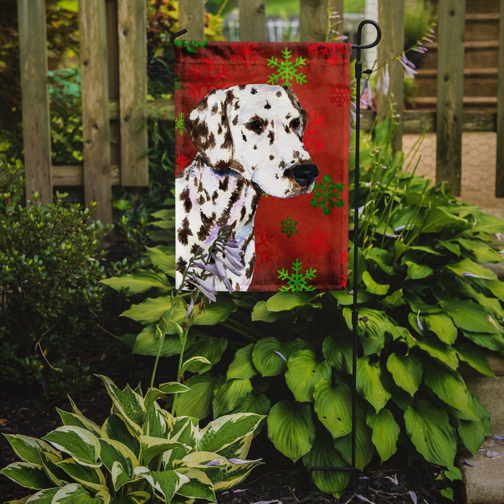 Dalmatian Red and Green Snowflakes Holiday Christmas Garden Flag Mailbox Decorative Yard Banner Outside Patio Artwork for Flower Beds, Garden Size, Multicolor