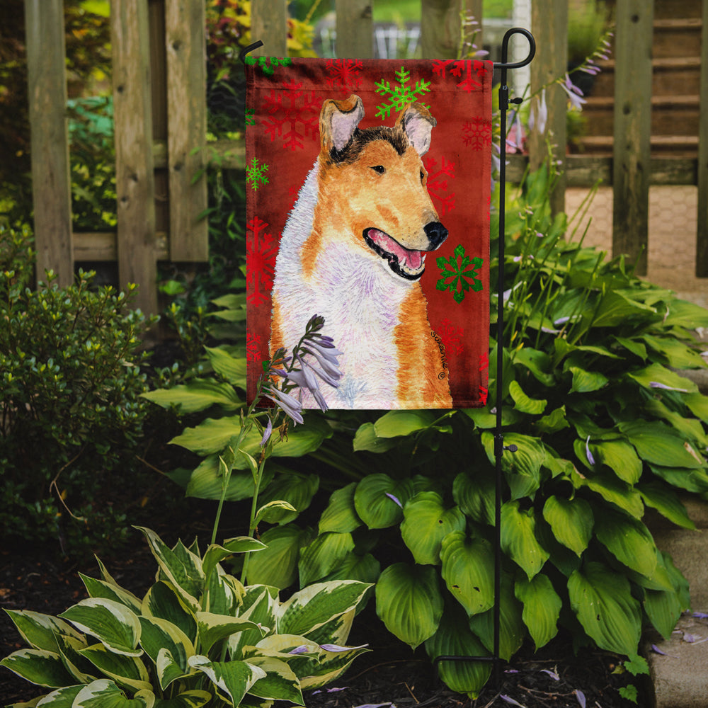 Collie Smooth Red Green Snowflakes Christmas Garden Flag Mailbox Decorative Yard Banner Outside Patio Artwork for Flower Beds, Garden Size, Multicolor