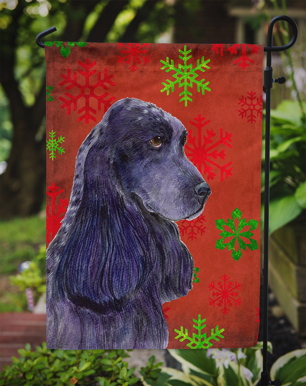 Cocker Spaniel Red Green Snowflakes Christmas Garden Flag Mailbox Decorative Yard Banner Outside Patio Artwork for Flower Beds, Garden Size, Multicolor