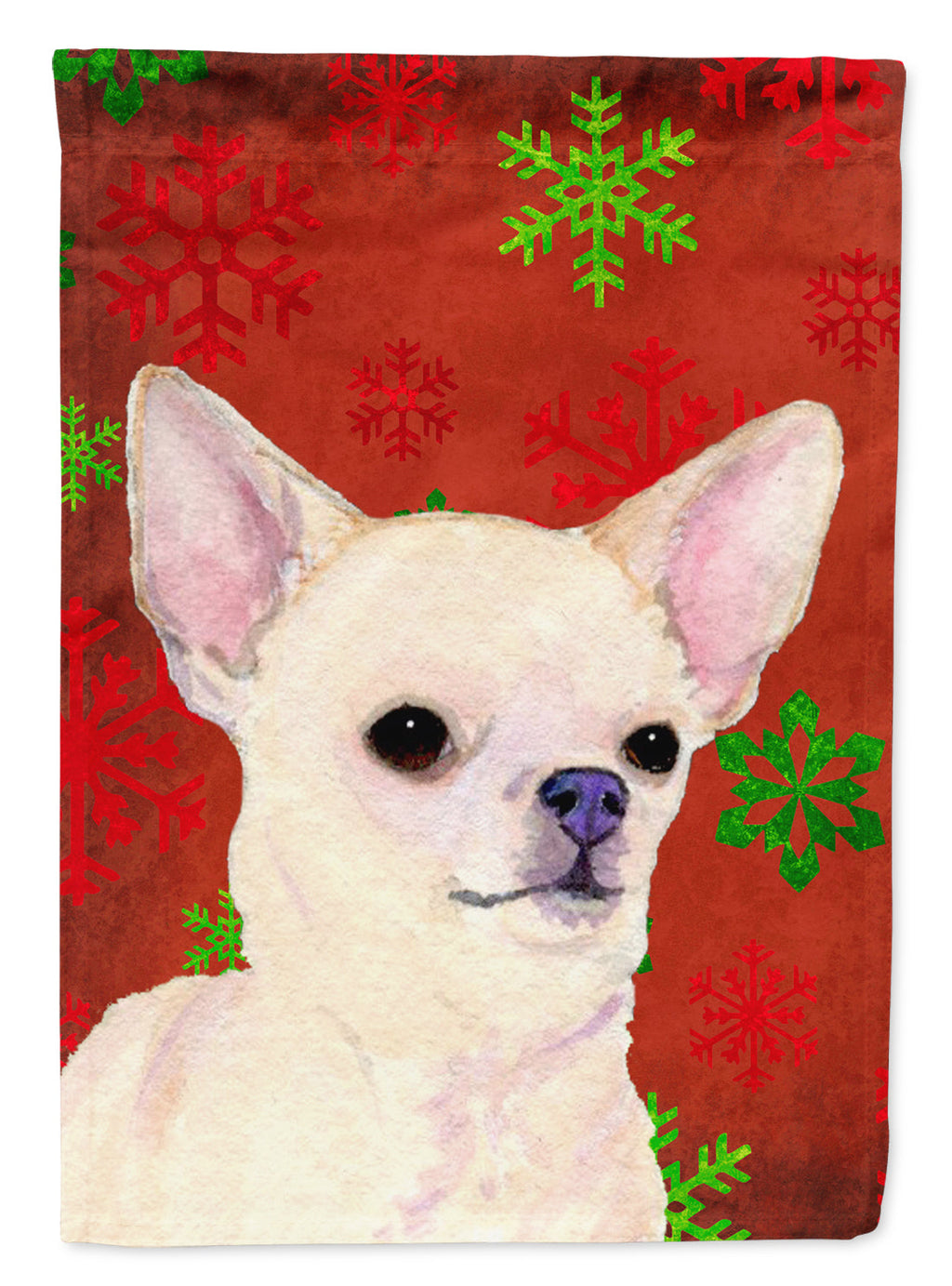 Chihuahua Red and Green Snowflakes Holiday Christmas Garden Flag Mailbox Decorative Yard Banner Outside Patio Artwork for Flower Beds, Garden Size, Multicolor