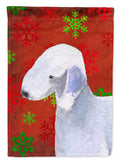 Bedlington Terrier Red and Green Snowflakes Holiday Christmas Garden Flag Mailbox Decorative Yard Banner Outside Patio Artwork for Flower Beds, Garden Size, Multicolor