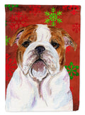 Bulldog English Red and Green Snowflakes Holiday Christmas Garden Flag Mailbox Decorative Yard Banner Outside Patio Artwork for Flower Beds, Garden Size, Multicolor