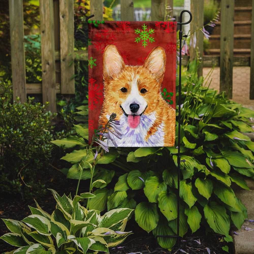 Corgi Red and Green Snowflakes Holiday Christmas Garden Flag Mailbox Decorative Yard Banner Outside Patio Artwork for Flower Beds, Garden Size, Multicolor