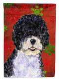 Portuguese Water Dog Red Green Snowflake Christmas Garden Flag Mailbox Decorative Yard Banner Outside Patio Artwork for Flower Beds, Garden Size, Multicolor
