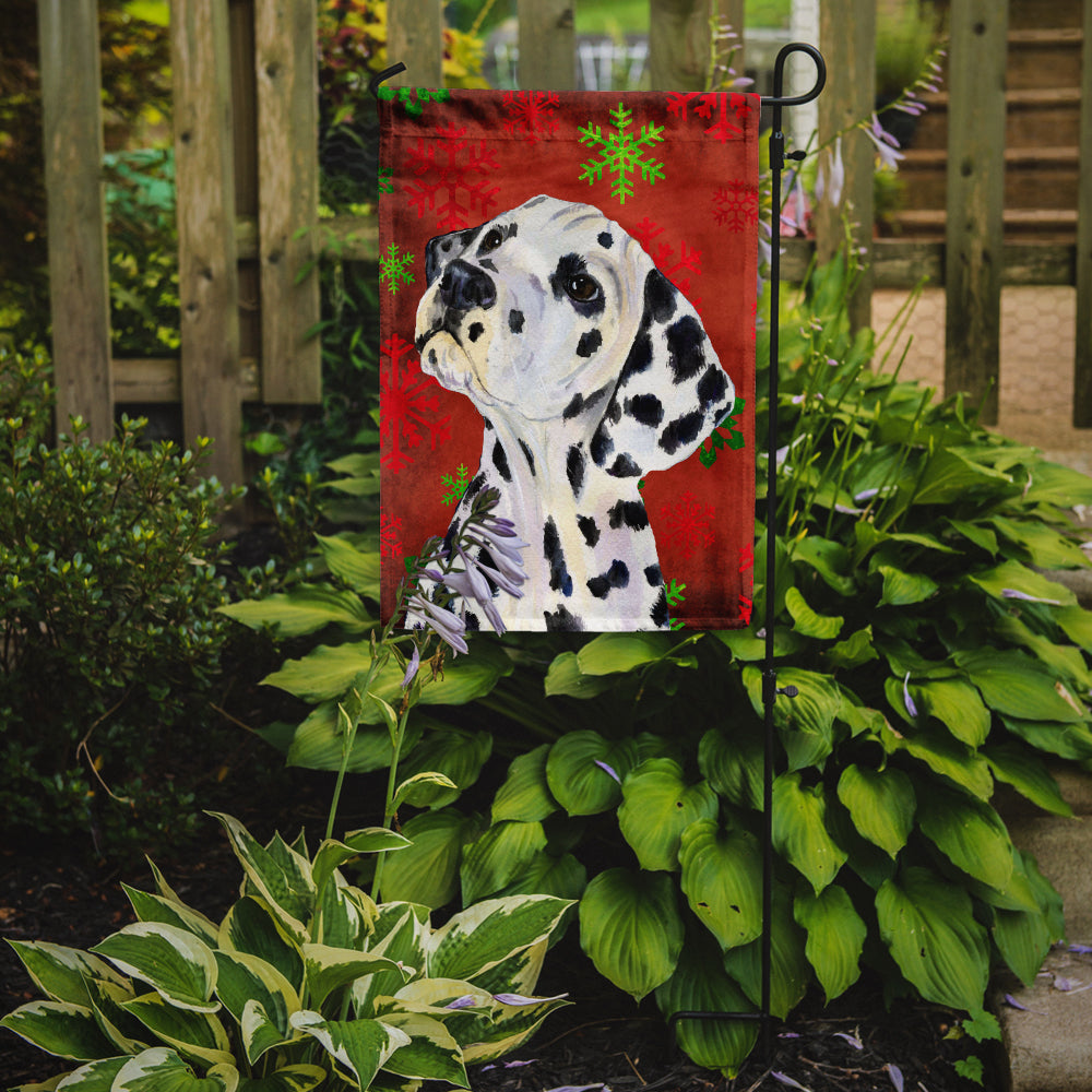 Dalmatian Red and Green Snowflakes Holiday Christmas Garden Flag Mailbox Decorative Yard Banner Outside Patio Artwork for Flower Beds, Garden Size, Multicolor