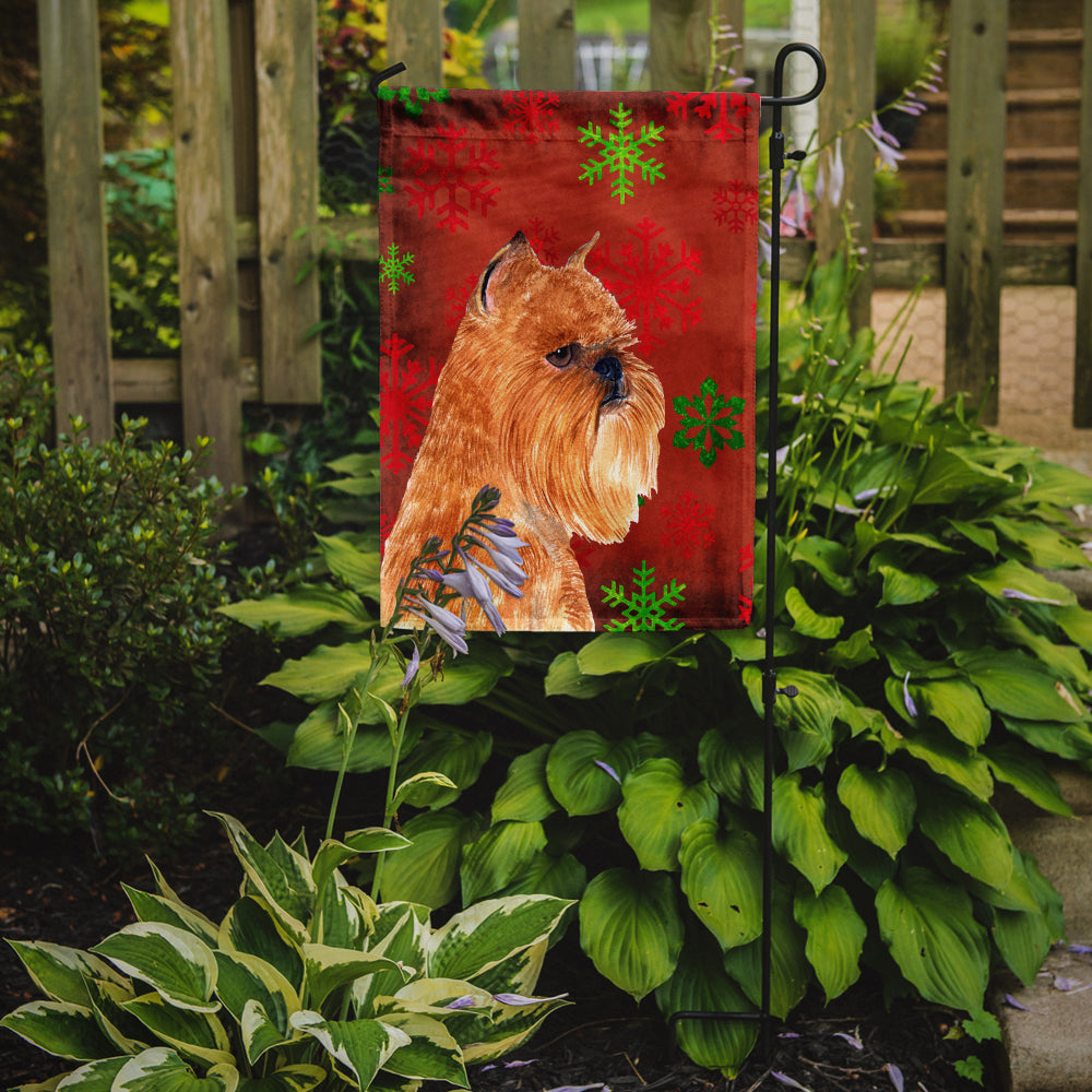 Brussels Griffon Red and Green Snowflakes Holiday Christmas Garden Flag Mailbox Decorative Yard Banner Outside Patio Artwork for Flower Beds, Garden Size, Multicolor
