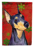 Doberman Red and Green Snowflakes Holiday Christmas Garden Flag Mailbox Decorative Yard Banner Outside Patio Artwork for Flower Beds, Garden Size, Multicolor