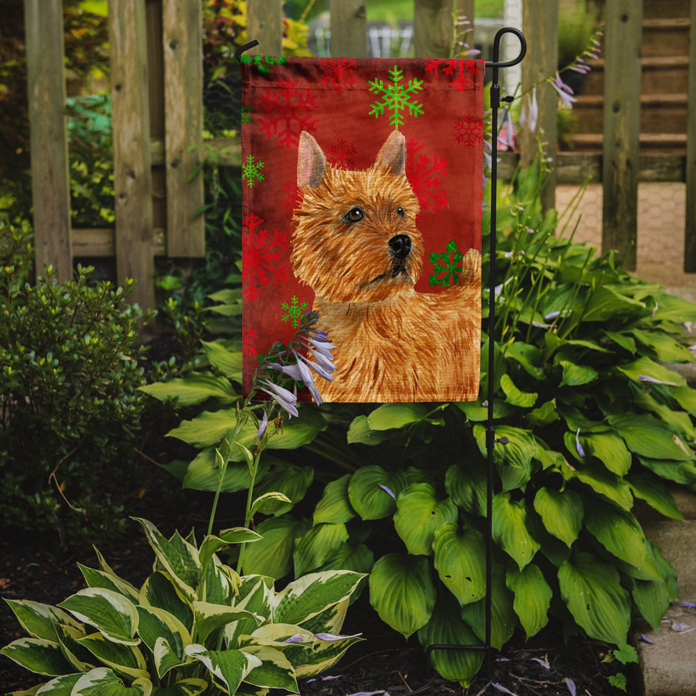 Norwich Terrier Red and Green Snowflakes Holiday Christmas Garden Flag Mailbox Decorative Yard Banner Outside Patio Artwork for Flower Beds, Garden Size, Multicolor
