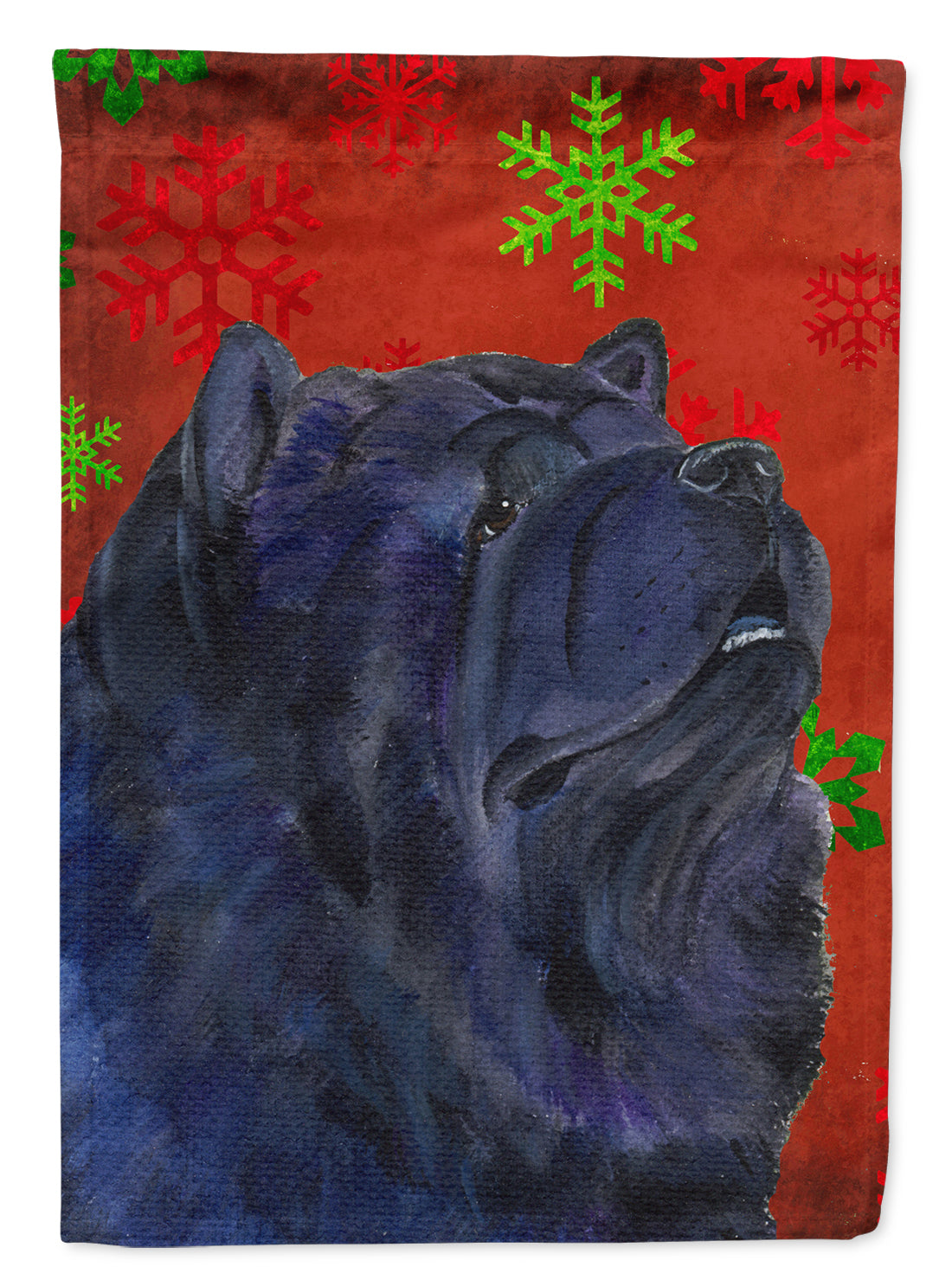 Chow Chow Red and Green Snowflakes Holiday Christmas Garden Flag Mailbox Decorative Yard Banner Outside Patio Artwork for Flower Beds, Garden Size, Multicolor