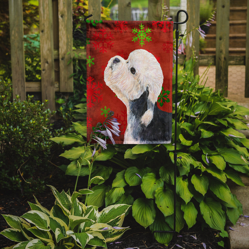 Dandie Dinmont Terrier Red Green Snowflakes Christmas Garden Flag Mailbox Decorative Yard Banner Outside Patio Artwork for Flower Beds, Garden Size, Multicolor