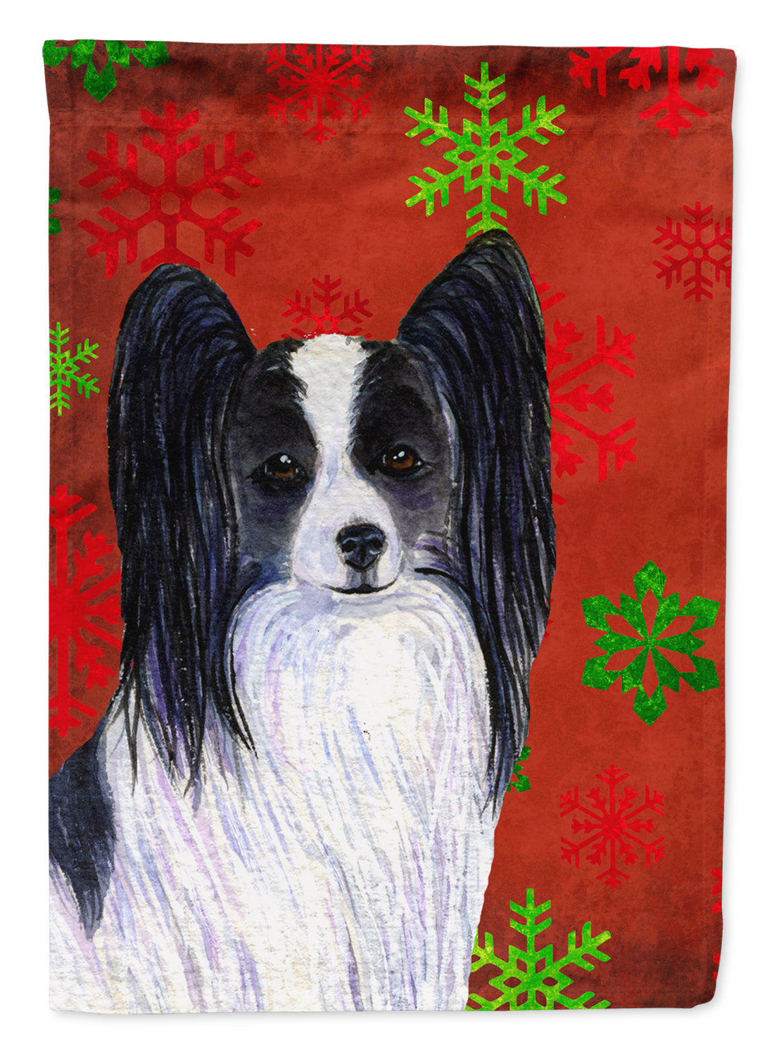 Papillon Red and Green Snowflakes Holiday Christmas Garden Flag Mailbox Decorative Yard Banner Outside Patio Artwork for Flower Beds, Garden Size, Multicolor
