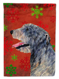 Irish Wolfhound Red and Green Snowflakes Holiday Christmas Garden Flag Mailbox Decorative Yard Banner Outside Patio Artwork for Flower Beds, Garden Size, Multicolor