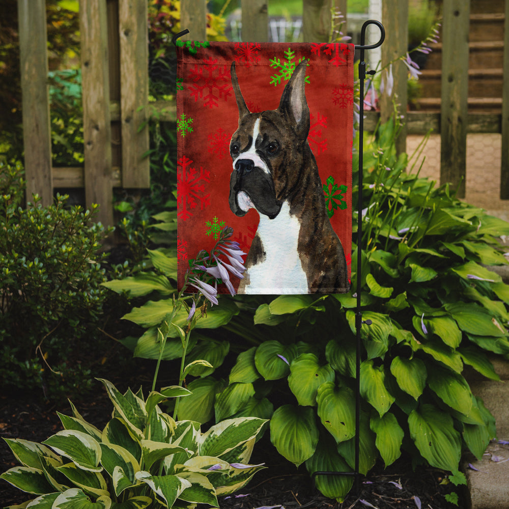 Boxer Red and Green Snowflakes Holiday Christmas Garden Flag Mailbox Decorative Yard Banner Outside Patio Artwork for Flower Beds, Garden Size, Multicolor