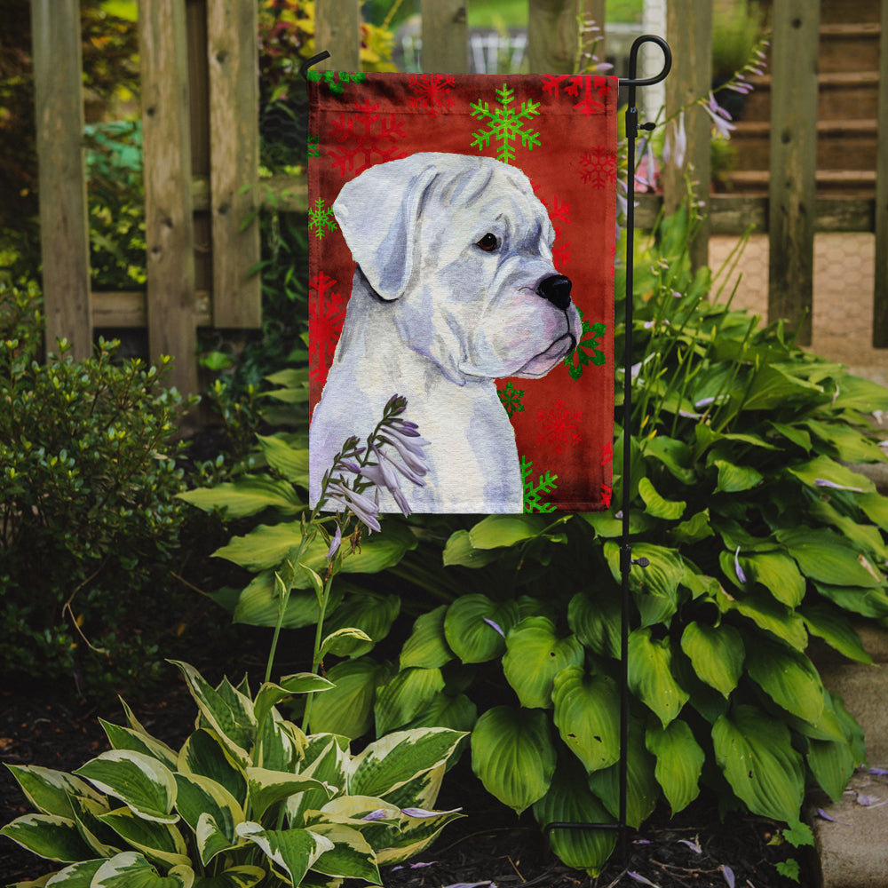 Boxer Red and Green Snowflakes Holiday Christmas Garden Flag Mailbox Decorative Yard Banner Outside Patio Artwork for Flower Beds, Garden Size, Multicolor