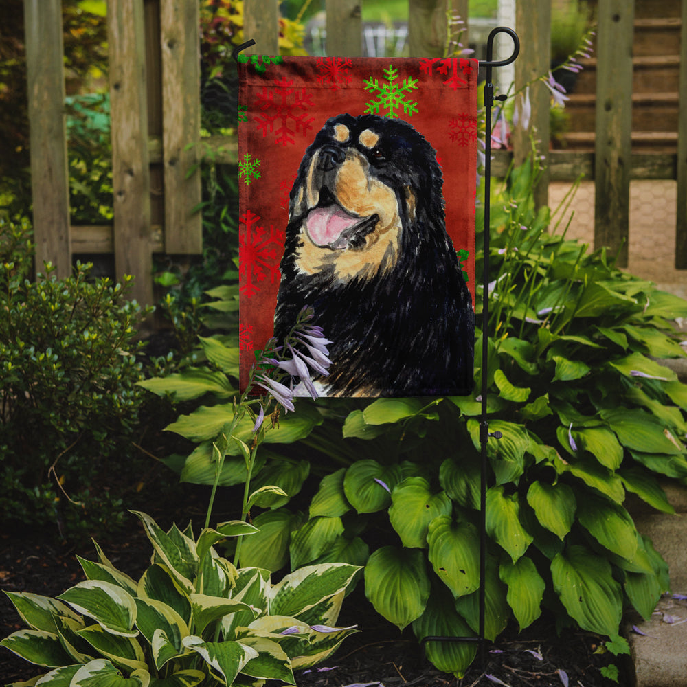 Tibetan Mastiff Red Green Snowflake Christmas Garden Flag Mailbox Decorative Yard Banner Outside Patio Artwork for Flower Beds, Garden Size, Multicolor
