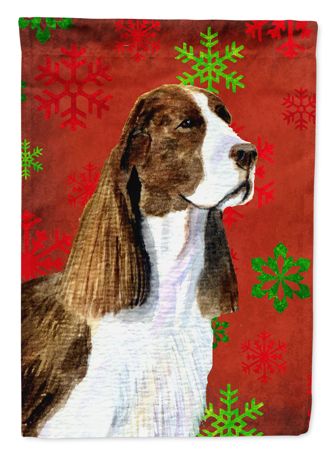 Springer Spaniel Red and Green Snowflakes Holiday Christmas Garden Flag Mailbox Decorative Yard Banner Outside Patio Artwork for Flower Beds, Garden Size, Multicolor