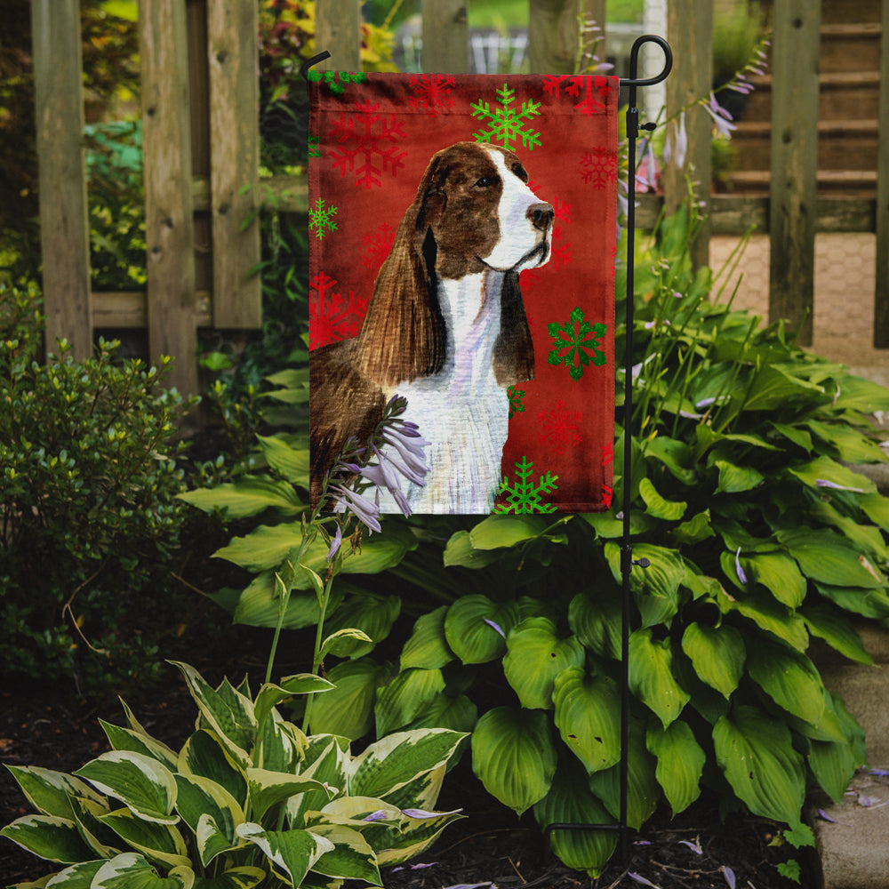 Springer Spaniel Red and Green Snowflakes Holiday Christmas Garden Flag Mailbox Decorative Yard Banner Outside Patio Artwork for Flower Beds, Garden Size, Multicolor