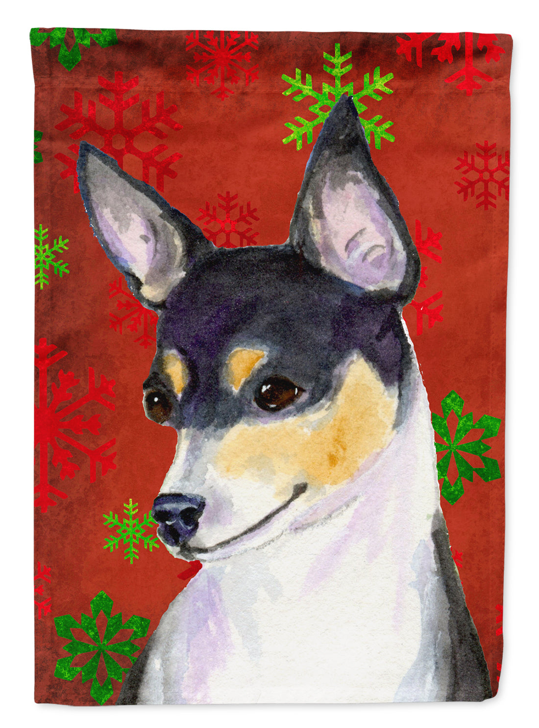 Chihuahua Red and Green Snowflakes Holiday Christmas Garden Flag Mailbox Decorative Yard Banner Outside Patio Artwork for Flower Beds, Garden Size, Multicolor