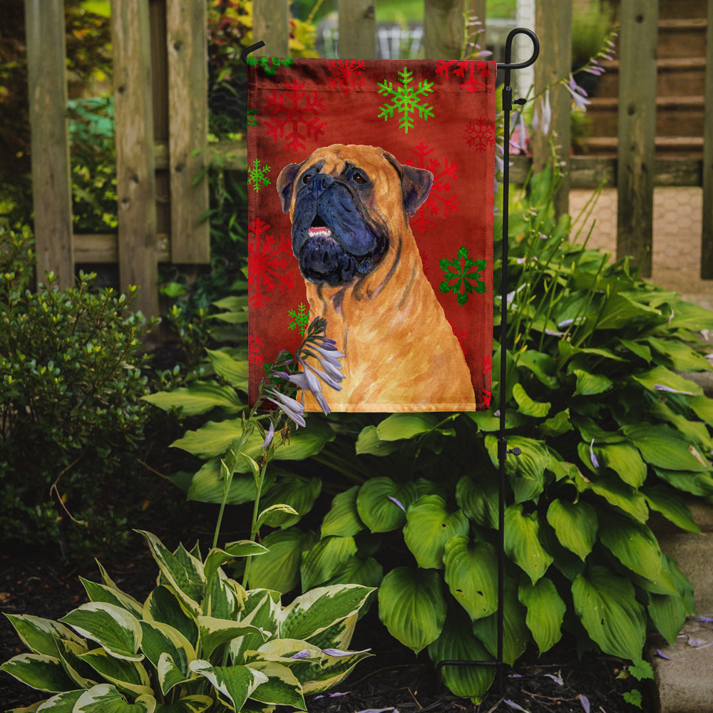 Mastiff Red and Green Snowflakes Holiday Christmas Garden Flag Mailbox Decorative Yard Banner Outside Patio Artwork for Flower Beds, Garden Size, Multicolor