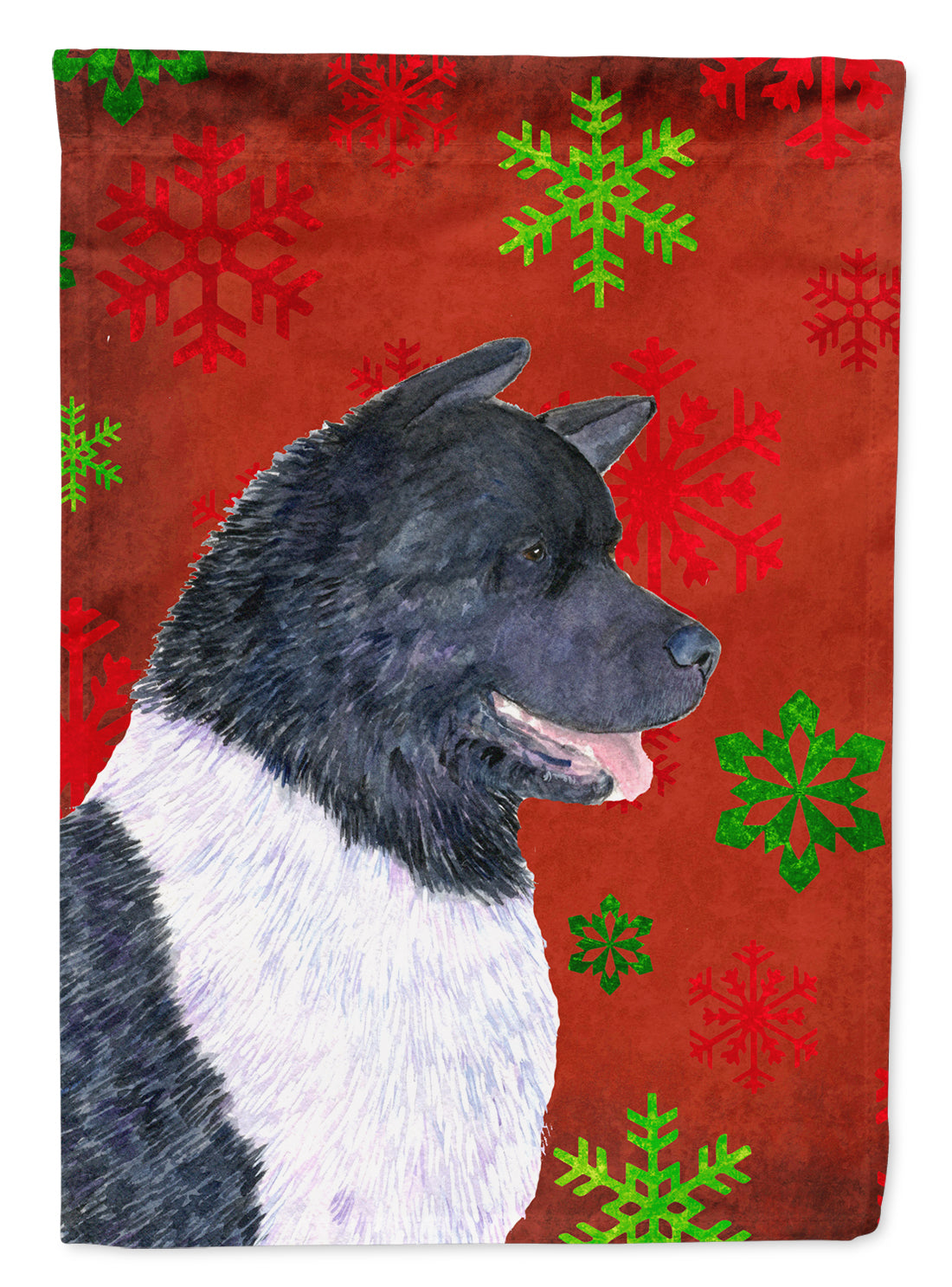 Akita Red and Green Snowflakes Holiday Christmas Garden Flag Mailbox Decorative Yard Banner Outside Patio Artwork for Flower Beds, Garden Size, Multicolor