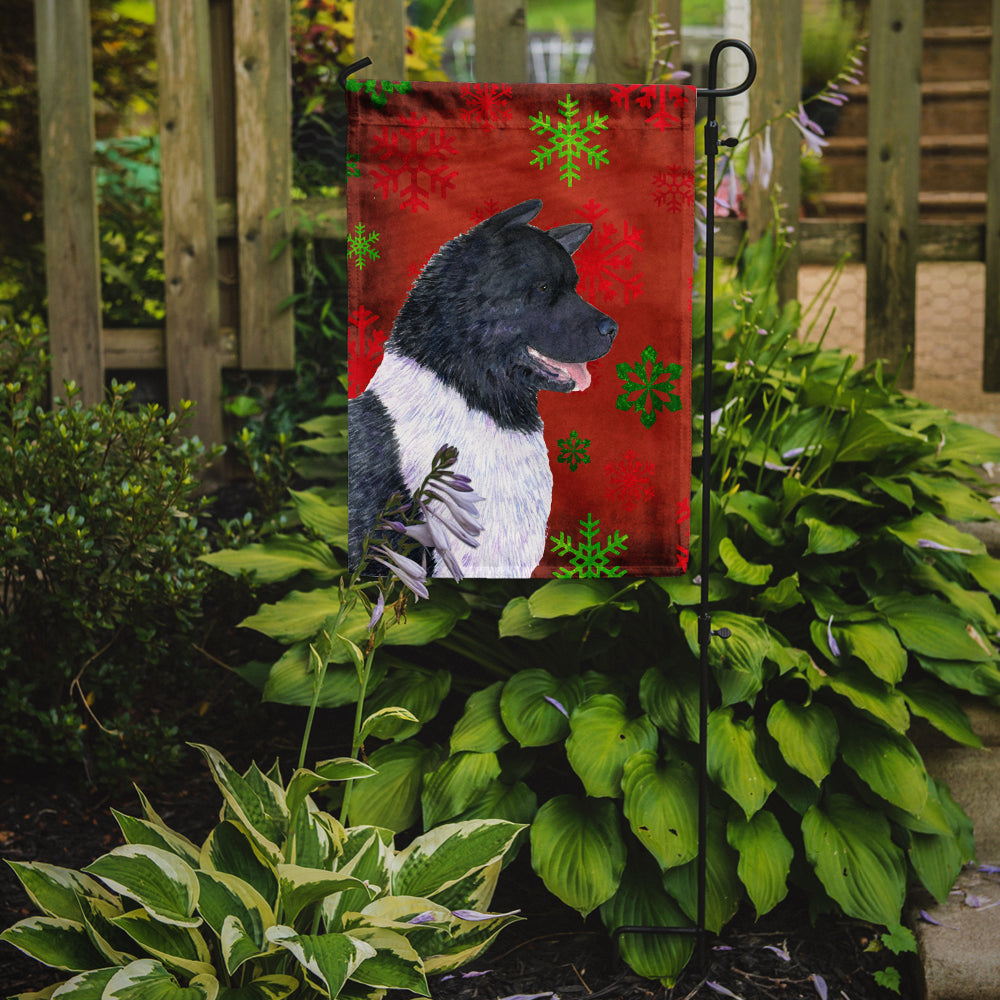 Akita Red and Green Snowflakes Holiday Christmas Garden Flag Mailbox Decorative Yard Banner Outside Patio Artwork for Flower Beds, Garden Size, Multicolor