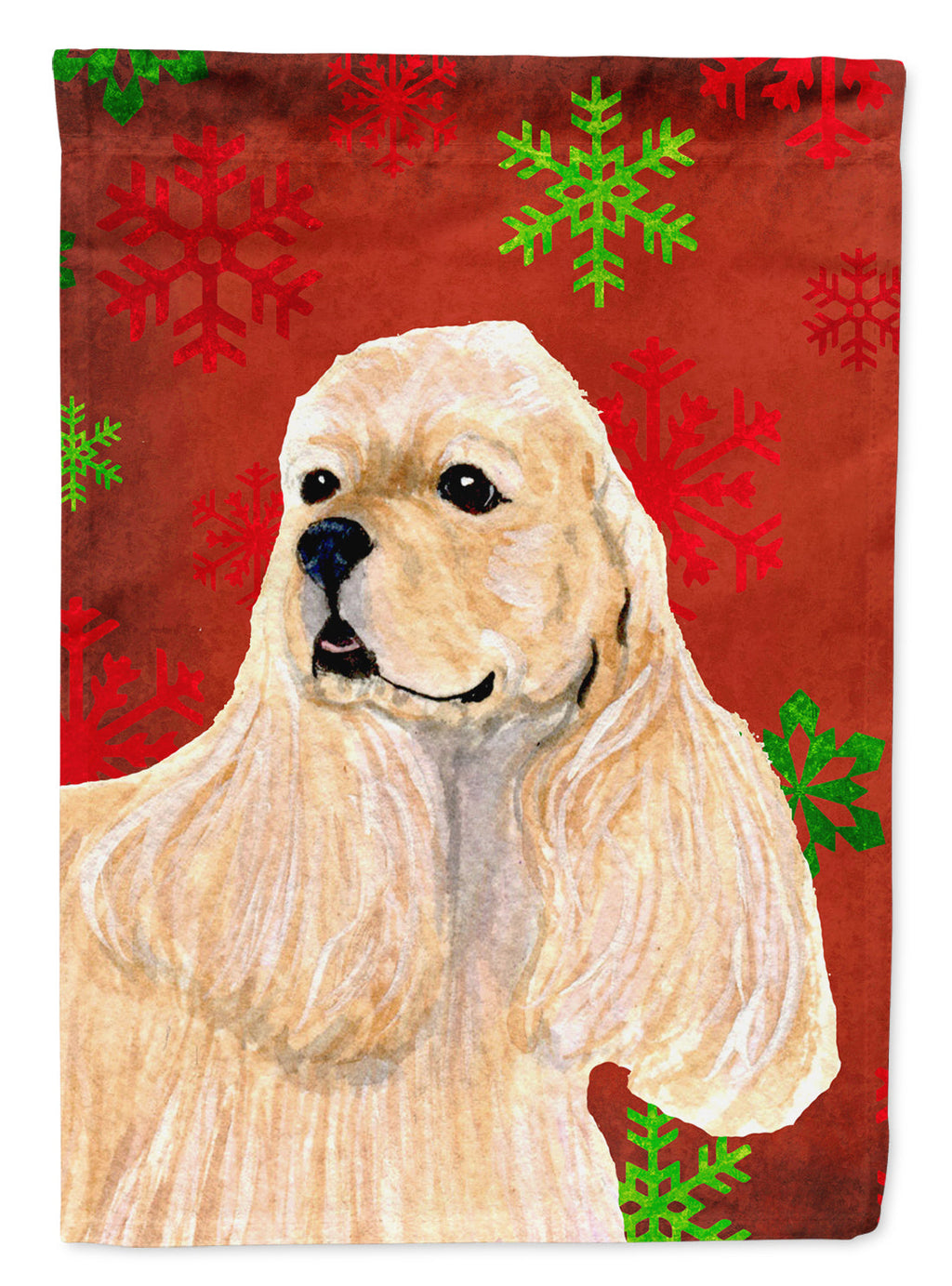 Buff Cocker Spaniel Red Green Snowflakes Christmas Garden Flag Mailbox Decorative Yard Banner Outside Patio Artwork for Flower Beds, Garden Size, Multicolor