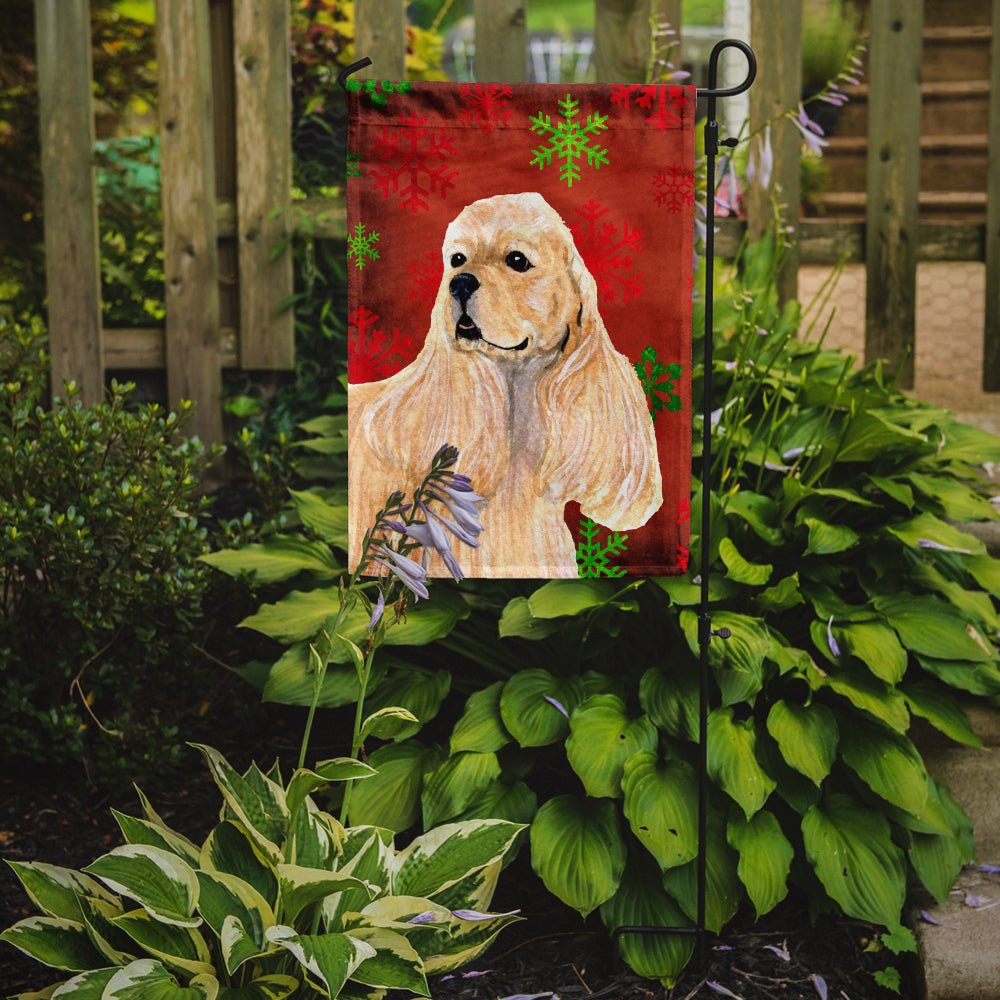 Buff Cocker Spaniel Red Green Snowflakes Christmas Garden Flag Mailbox Decorative Yard Banner Outside Patio Artwork for Flower Beds, Garden Size, Multicolor