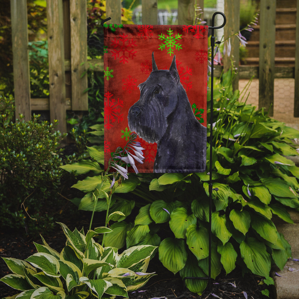 Schnauzer Red and Green Snowflakes Holiday Christmas Garden Flag Mailbox Decorative Yard Banner Outside Patio Artwork for Flower Beds, Garden Size, Multicolor